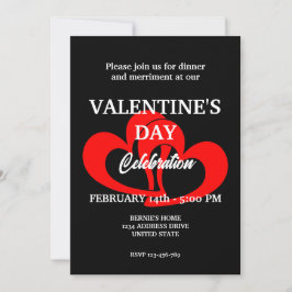 INVITACIÓN FIESTA DEL DÍA DE SAN VALENTÍN CON DOS CORAZONES E