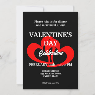 INVITACIÓN FIESTA DEL DÍA DE SAN VALENTÍN CON DOS CORAZONES E