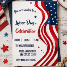 Fiesta del Día del Trabajo Bandera Americana Roja 