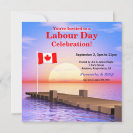 Invitación Fiesta del Día del Trabajo con bandera canadiense