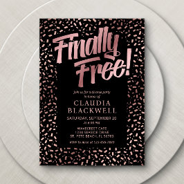 Invitación Fiesta del divorcio Rosa Confetti de oro