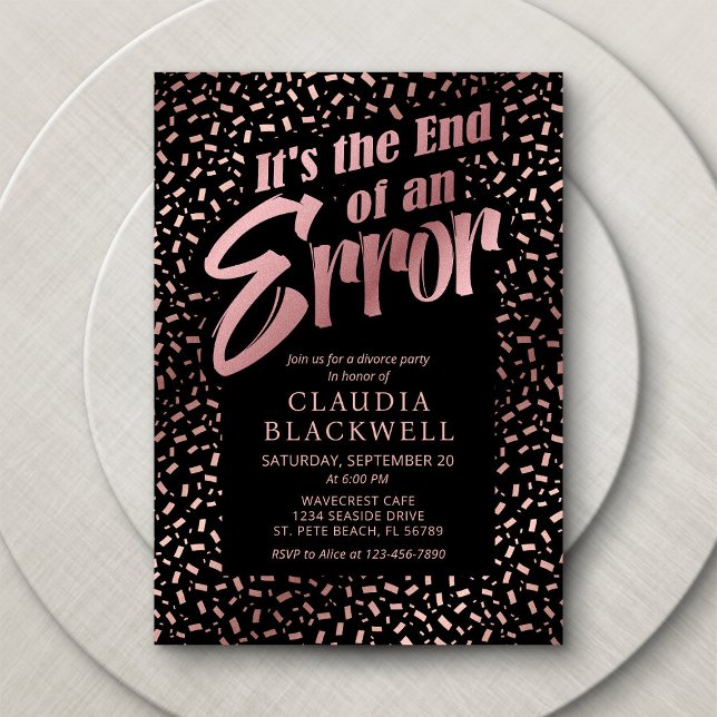 Invitación Fiesta del divorcio Rosa Confetti de oro (Subido por el creador)