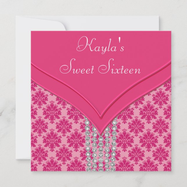 Invitación Fiesta del dulce 16 del damasco de las rosas (Anverso)