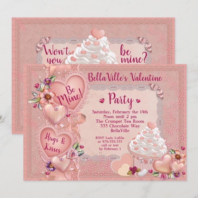 Invitación Fiesta del el día de San Valentín del amor (Anverso / Reverso)
