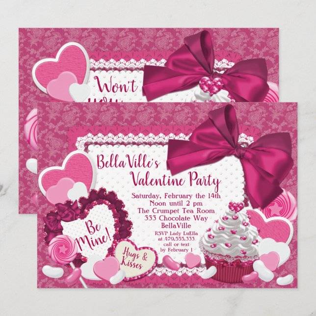 Invitación Fiesta del el día de San Valentín del amor (Anverso / Reverso)