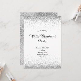 Invitación Fiesta del Elefante Blanco Plateado