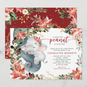 Invitación Fiesta del elefante de la vegetación de Poinsettia
