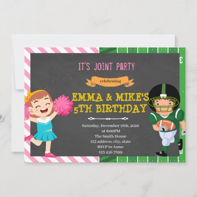 Invitación Fiesta del equipo de fútbol animador (Anverso)