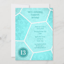 Invitación fiesta del equipo de fútbol femenino turquesa bril