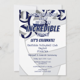 Invitación fiesta del equipo de la escuela de voleibol gris a