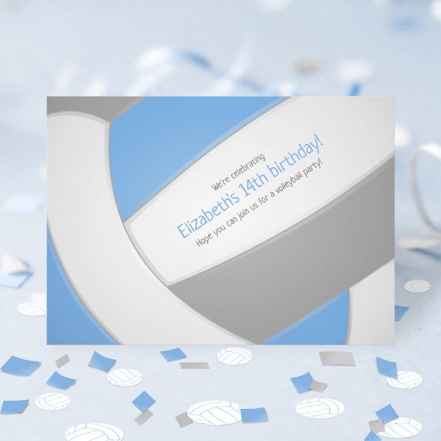 Invitación fiesta del equipo de los chicos de voleibol gris a (Subido por el creador)