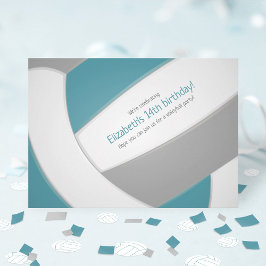 Invitación fiesta del equipo de los niños de voleibol gris ve