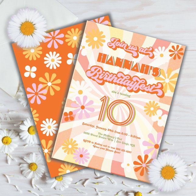 Invitación Fiesta del Festival de Cumpleaños Retro Hippie 70 (Subido por el creador)