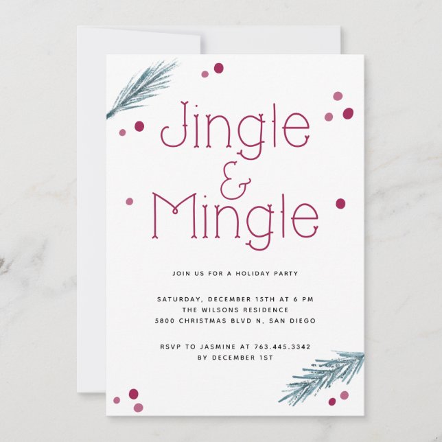 Invitación Fiesta del follaje de Navidades Jingle y Mingle (Anverso)