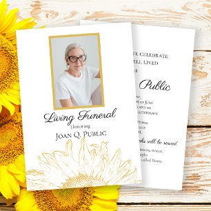 Invitación Fiesta del funeral vivo gráfico de girasol amarill