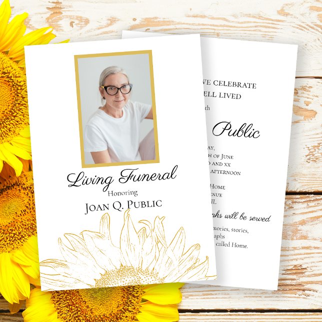 Invitación Fiesta del funeral vivo gráfico de girasol amarill (Subido por el creador)