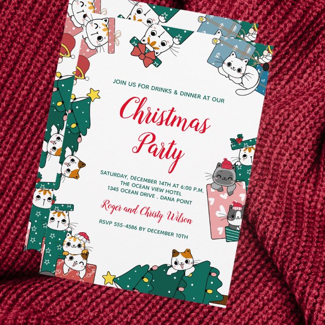 Invitación Fiesta del gato de los Navidades curados (Subido por el creador)