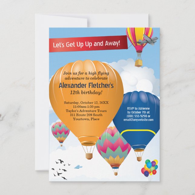 Invitación Fiesta del globo del aire caliente (Anverso)
