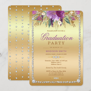 Invitación Fiesta del graduado del oro de las flores de la