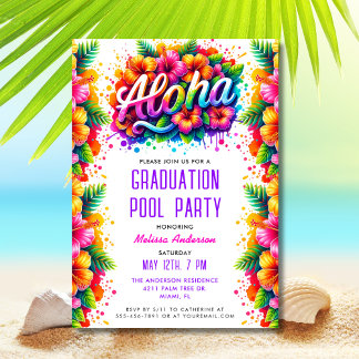 Invitación Fiesta del grupo de graduación Aloha Tropical