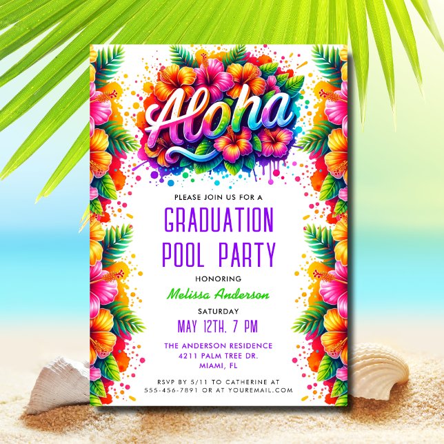 Invitación Fiesta del grupo de graduación Aloha Tropical Fun (Subido por el creador)