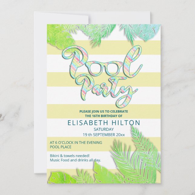 Invitación fiesta del grupo de guiones de verano divertido de (Anverso)