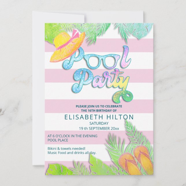 Invitación fiesta del grupo de guiones de verano divertido de (Anverso)