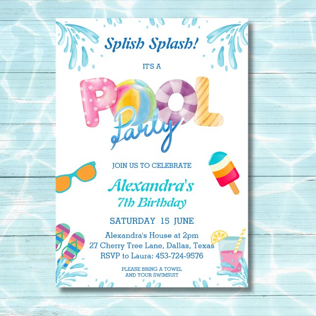 Invitación Fiesta del grupo de niños Splish Splash (Subido por el creador)