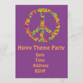 Invitación fiesta del hippy del flower power del tema 60s
