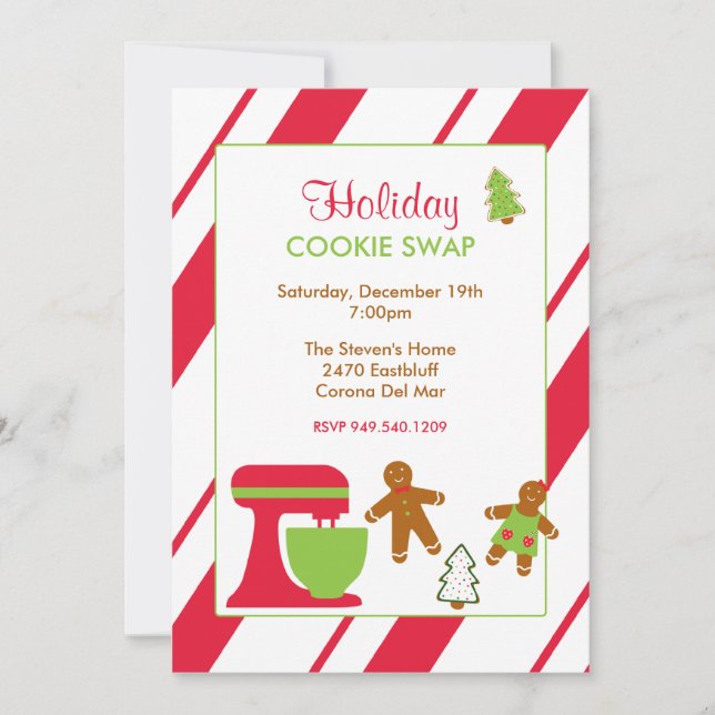 Invitación Fiesta del intercambio de la galleta del día de (Anverso)