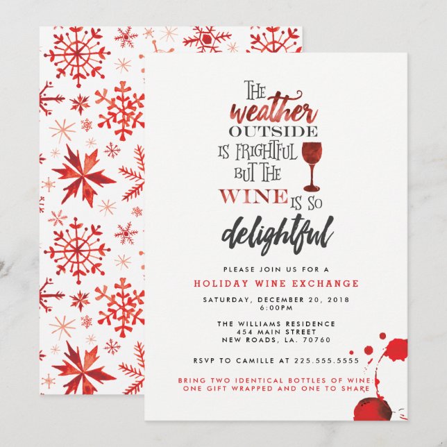 Invitación Fiesta del intercambio del vino del navidad (Anverso / Reverso)