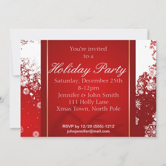 Invitación Fiesta del invierno del día de fiesta del copo de (Anverso)