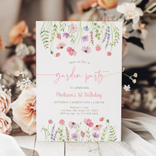 Invitación Fiesta del Jardín de Flores Silvestres 1er cumplea