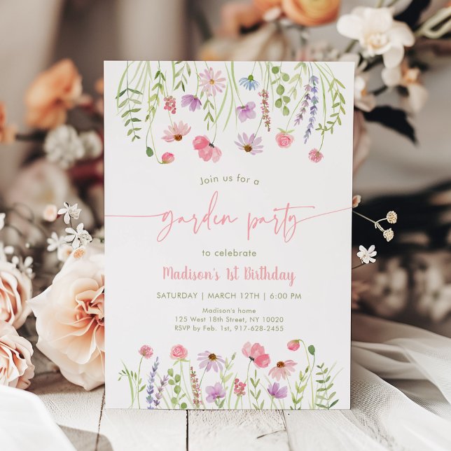 Invitación Fiesta del Jardín de Flores Silvestres 1er cumplea (Subido por el creador)