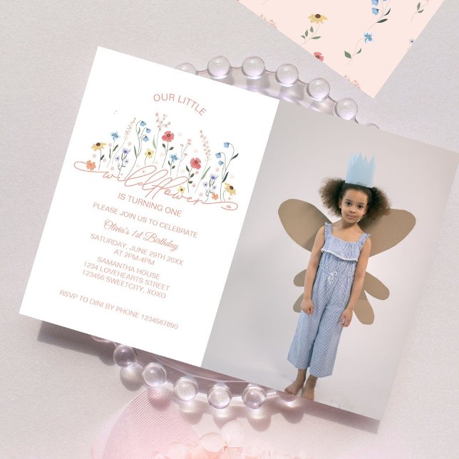 Invitación Fiesta del Jardín de Flores Silvestres Primer cump (Subido por el creador)