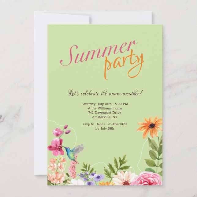 Invitación Fiesta del Jardín de Verano (Anverso)