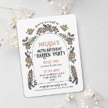 Invitación Fiesta del Jardín del Oro 40 cumpleaños<br><div class="desc">¡Celebren un hito tan valioso como los años que pasan pidiendo a amigos y familia que se unan y celebren! Esta invitación a la fiesta de cumpleaños número 40 se puede personalizar para cualquier edad, se ilustra con pájaros dibujados a mano y un arco de flores en amarillo y oro....</div>