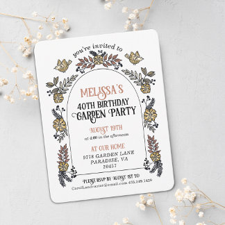 Invitación Fiesta del Jardín del Oro 40 cumpleaños