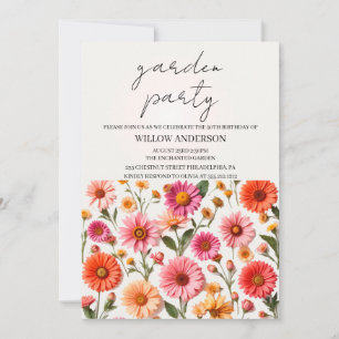 Invitación Fiesta del jardín, fiesta de cumpleaños de Flor si