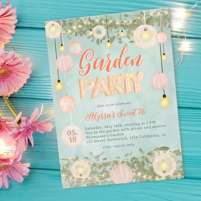 Invitación Fiesta del jardín retro de verano caprichoso dulce (Subido por el creador)