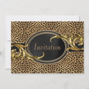 Invitación Fiesta del Leopardo de oro negro