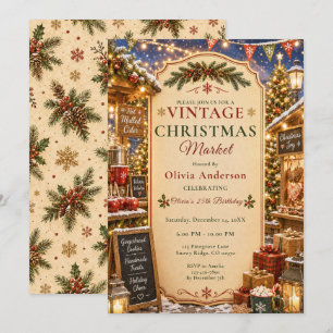 Invitación Fiesta del Mercado de Navidad Vintage