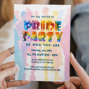 Invitación Fiesta del orgullo por las letras de color arcoiri