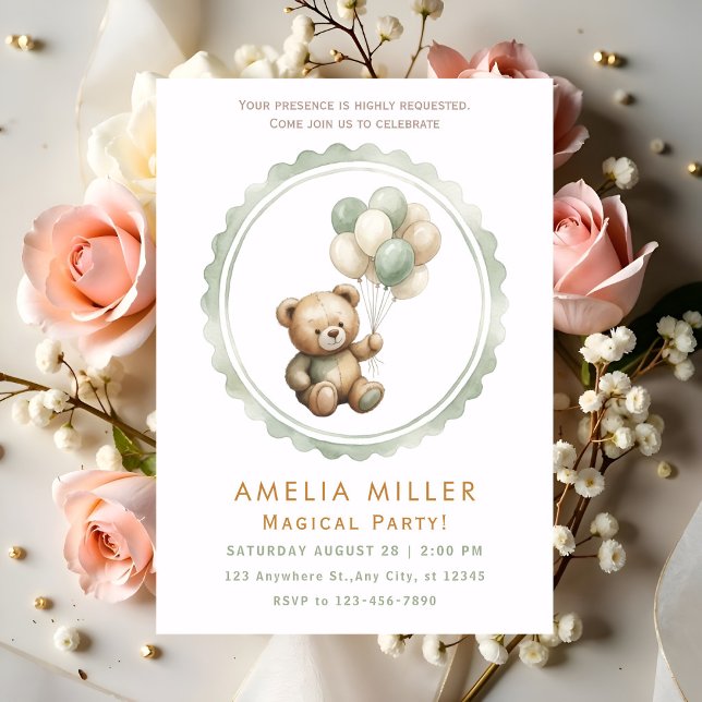 Invitación Fiesta del Osito Teddy Adorable (Subido por el creador)