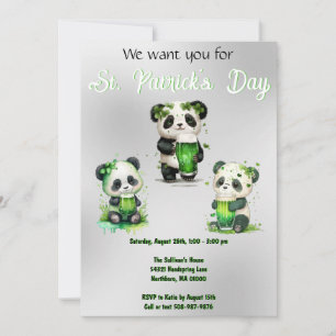Invitación Fiesta del Oso Panda del Día de San Patricio
