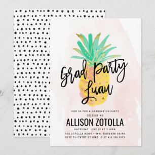 Invitación Fiesta del Partido de Graduación Luau Tropical Pin
