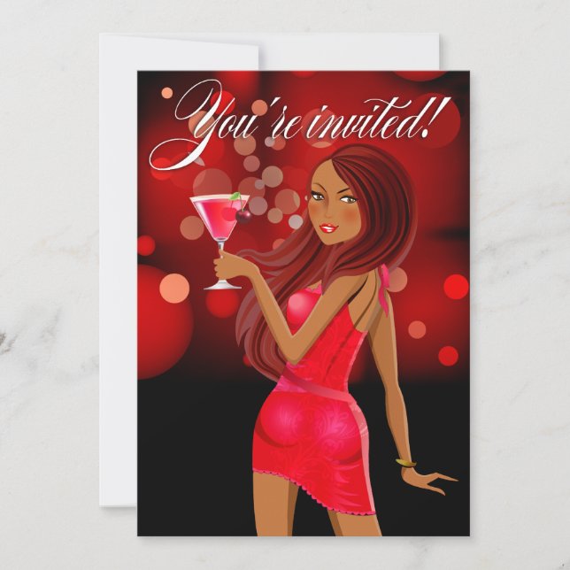 Invitación Fiesta del Partido para Cualquier Propósito rojo (Anverso)