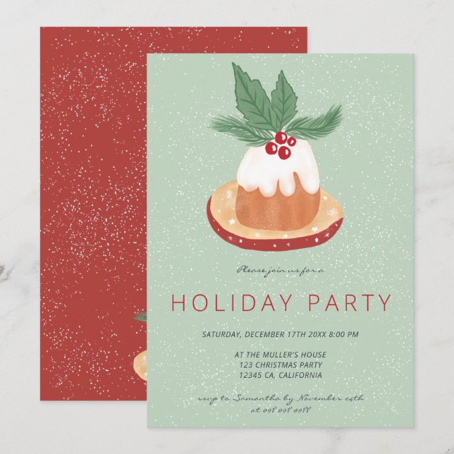 Invitación Fiesta del pastel de Navidades rústicos de mistlet (Anverso / Reverso)