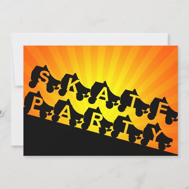 Invitación fiesta del patín: rayos de la puesta del sol (Anverso)