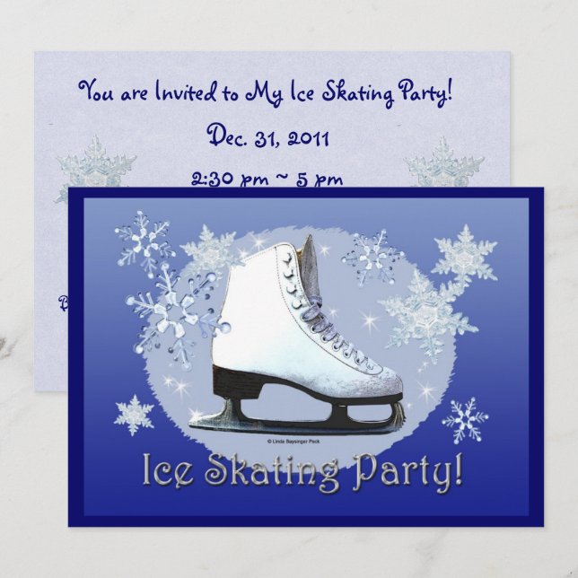 Invitación ¡Fiesta del patinaje de hielo! (Anverso / Reverso)